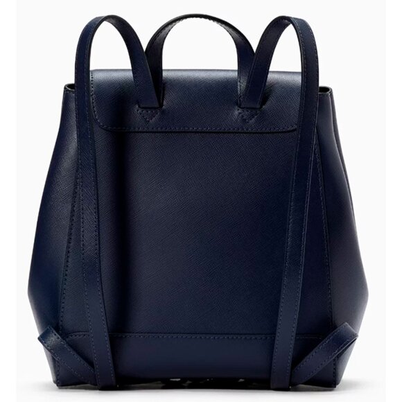 S Kate Spade Madison Flap Backpack Parisian Navy Leather Bag KC428 NWT $379 main image 13